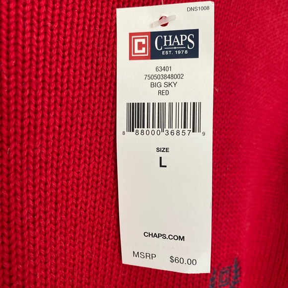 NWT CHAPS Ralph Lauren Men’s Crew Neck Sport Sweater Size Large Red - Picture 2 of 4